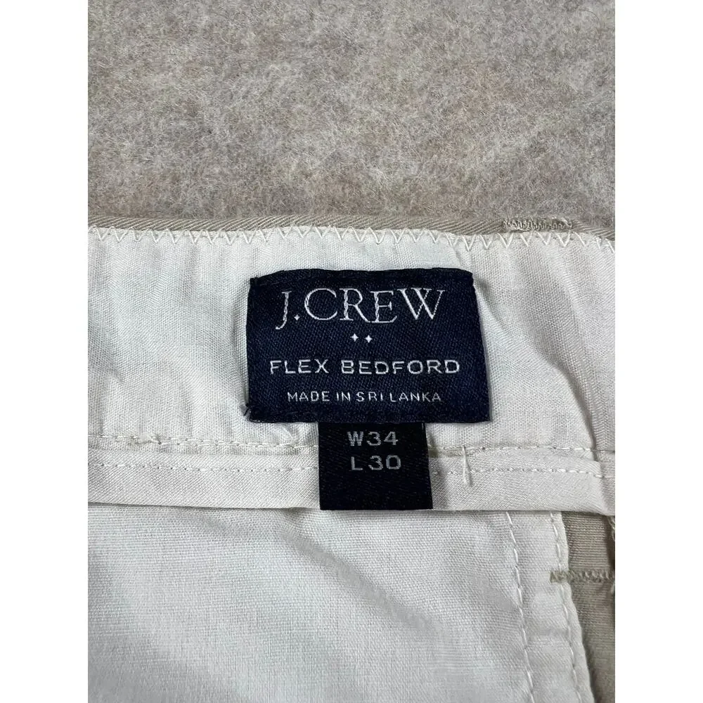 J. Crew Factory Men's Flex Bedford Khaki Chino Pants Stretch Size 34x30 (27.5)